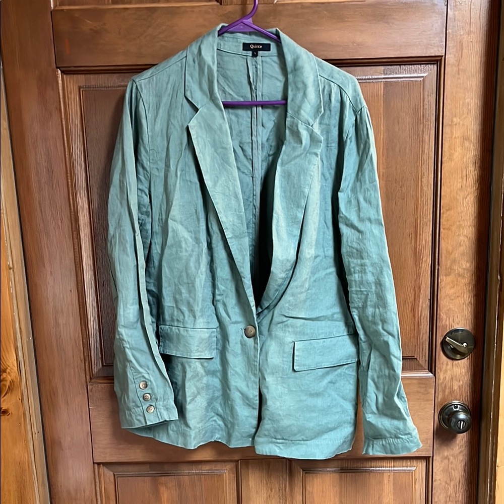 Quince European Light Cargo Olive Green Women's Blazer Size Large